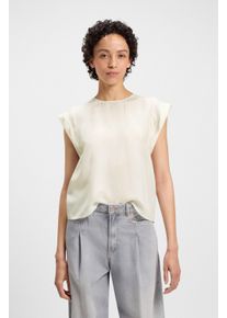 Shirtbluse BOSS Orange "Irnette Premium Damenmode", Damen, Gr. 36, wei&szlig; (open wei&szlig; 118), Web, Obermaterial: 60% Cupro, 40% Viskose, unifarben, regular fit, Rundhals, mit Umschlag, Blusen Shirtbluse, mit &Auml;rmelaufschlag