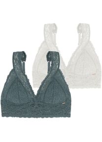 Bralette Dorina "Lana", Damen, Gr. XS, N-Gr, gr&uuml;n (gr&uuml;n, ivory), Spitze, Obermaterial: 69% Polyamid, 23% Polyester, 8% Elasthan, BHs Bralette, ohne B&uuml;gel, florale Spitze, breites Unterbrustband