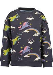 Sweatshirt Blue Seven, M&auml;dchen, Gr. 98, grau (dunkelgrau), Sweatware, Obermaterial: 95% Baumwolle, 5% Elasthan, bedruckt, regular fit normal, Rundhals, Rippb&uuml;ndchen, Sweatshirts Sweatshirt