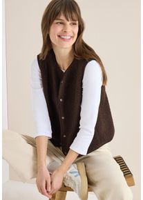Fellweste Cecil "Curly fake Wool", Damen, Gr. L (42), macchiato braun, Fleece, Obermaterial: 100% Polyester, unifarben, normal h&uuml;ftbedeckend, Rundhals, Westen Fellweste, in Woll-Optik