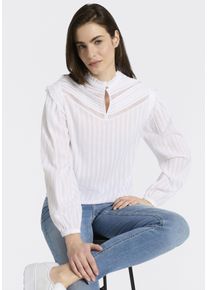 Schlupfbluse BOSS Orange "Bancet Premium Damenmode", Damen, Gr. 38, wei&szlig; 100, Web, Obermaterial: 100% Baumwolle, unifarben, h&uuml;ftlang, Blusen Schlupfbluse, mit Stehkragen & Spitze