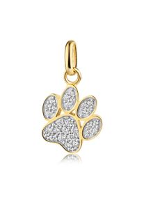 Kettenanh&auml;nger Firetti "Schmuck Geschenk Gold 333 Halsschmuck Anh&auml;nger Pfote", gelbgoldfarben, wei&szlig;goldfarben, kristallwei&szlig;, kristallwei&szlig;, Schmuckanh&auml;nger, Damen, Gelbgold 333, 0,85 g, Kettenanh&auml;nger, mit Zirkonia (synth.)