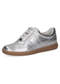 Plateausneaker Caprice, Damen, Gr. 38,5, silber (silberfarben), Leder, Schuhe Plateausneaker, Freizeitschuh, Halbschuh, Schn&uuml;rschuh mit gepolstertem Schaftrand