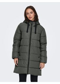 Steppmantel Only "ONLCLAIR PUFFER HOOD COAT OTW CC", Damen, Gr. XS, grau (castor gray), Steppware, Obermaterial: 100% Polyester, unifarben, loose fit, M&auml;ntel Steppmantel