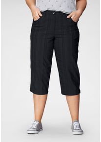 Caprihose KjBRAND "Babsie: bequemer Oberschenkel", Damen, Gr. 46, N-Gr, schwarz gestreift, Web, Obermaterial: 47% Baumwolle, 45% Polyester, 6% Viskose, 2% Elasthan, Basic, kniebedeckend, Hosen Caprihose, Sommerhose mit Strukturmuster