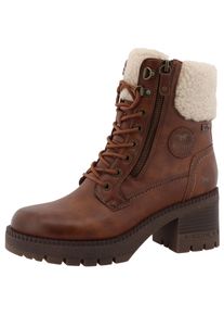 Winterstiefelette Mustang Shoes "Caro", Damen, Gr. 36, braun, Lederimitat, Textil, used, Schuhe Winterstiefelette, Winterboots mit Blockabsatz