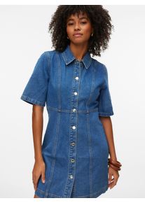 V&eacute;ro Moda Jeanskleid VERO MODA "VMDAISY 2/4 SHORT DENIM DRESS NOOS", Damen, Gr. S, N-Gr, medium blau denim, Denim/Jeans, Obermaterial: 100% Baumwolle, unifarben, kurz, Kleider Jeanskleid, Baumwolle