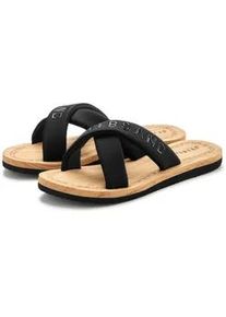 Badepantolette ELBSAND "Badelatsche,Badeschuhe, Badeschlappe, Sandale, Sommerschuh, Pantolette", Damen, Gr. 43, schwarz, Obermaterial: 100% Textilmaterial. Decksohle: 100% Synthetik. Futter: 100% Textilmaterial. Laufsohle: 100% Synthetik, unifarben, Basic, Schuhe, Zehentrenner mit wasserabweisender und ultraleichter Sohle VEGAN