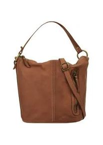 Umh&auml;ngetasche CLUTY, Damen, Gr. B/H/T: 28cm x 25cm x 7cm onesize, braun (cognac), Leder, unifarben, Taschen Umh&auml;ngetasche, echt Leder, Made in Italy