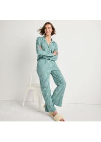 LANDS' END Besticktes Pyjama Set aus Baumwoll-Jersey, Damen,  Blau, Baumwolle, by Lands' End