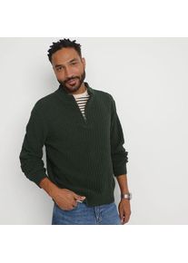 LANDS' END Chenille-Pullover mit Rei&szlig;verschluss, Herren,  Gr&uuml;n, Polyester/Nylon, by Lands' End