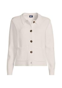 LANDS' END Feinstrick-Jacke aus Baumwolle, Damen,  Wei&szlig;, Baumwolle, by Lands' End