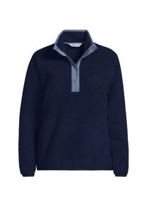LANDS' END Teddy-Pullover mit Druckknopf-Leiste, Damen,  Blau, by Lands' End