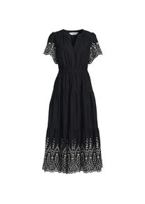 LANDS' END Maxikleid aus Baumwolle mit Lochstickerei, Damen,  Schwarz, Baumwolle, by Lands' End