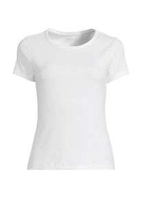 LANDS' END Rippshirt mit kurzen &Auml;rmeln, Damen,  Wei&szlig;, Elasthan/Baumwoll-Mischung, by Lands' End