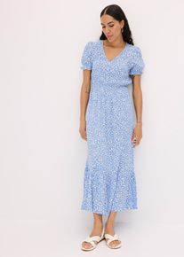 bonprix Maxikleid aus reiner Viskose, blau, Gr.38, floral bedrucktes Maxikleid aus flie&szlig;ender Viskose