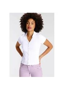 Poloshirt Kangaroos, Damen, Gr. 48/50, wei&szlig;, Rippware, Obermaterial: 100% Baumwolle, unifarben, figurbetont kurz, V-Ausschnitt, Shirts, Kurzarm, figurbetonter Schnitt, aus Baumwolle