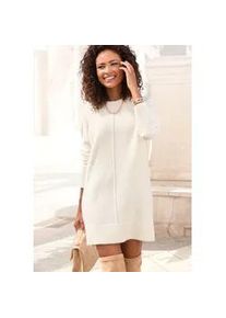 Longpullover Lascana, Damen, Gr. 40/42, beige (creme), Strick, Obermaterial: 53% Polyester, 37% Polyacryl, 10% Polyamid, unifarben, figurumspielend h&uuml;ftbedeckend, Rundhals, Pullover Longpullover, in l&auml;ssiger Form aus supersofter Qualit&auml;t, Kuschelpulli, Pulloverkleid