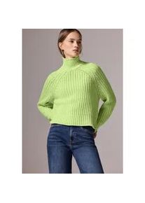 Strickpullover STREET ONE STUDIO, Damen, Gr. 46, gr&uuml;n (lush lime), Web, 60% Baumwolle, 40% Polyacryl, unifarben, gerade normal, hoch geschlossener Ausschnitt, B&uuml;ndchen, Pullover Strickpullover, im soften Baumwoll-Mix