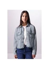 Jeansbluse STREET ONE STUDIO, Damen, Gr. 44, blau (light blau authentic wash), Jeans, 70% Baumwolle, 30% Lyocell, unifarben, gerade normal, V-Ausschnitt, B&uuml;ndchen, Blusen Jeansbluse, mit Brusttaschen