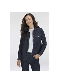 Levi's Jeansbluse LEVI'S "ESSENTIAL WESTERN", Damen, Gr. XS (34), today's news, Denim/Jeans, Obermaterial: 91% Baumwolle, 9% Leinen, Basic, figurbetont h&uuml;ftbedeckend, eckige 1-Knopf-Manschette mit Schlitz, Blusen Jeansbluse, mit Brusttaschen mit Druckkn&ouml;pfen