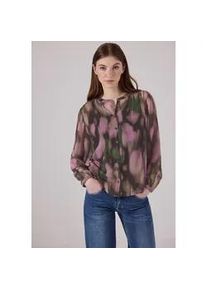 Langarmbluse STREET ONE STUDIO, Damen, Gr. 36, rosa (intense rose), Stoff, 100% Polyester, bedruckt, gerade normal, Rundhals, B&uuml;ndchen, Blusen, mit Knopfleiste