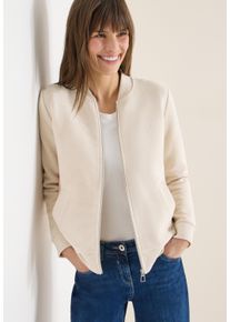 Sweatjacke Cecil, Damen, Gr. XXL (46), pearl beige, Sweatware, Obermaterial: 77% Baumwolle, 20% Polyester, 3% Elasthan, unifarben, l&auml;ssig geschnitten h&uuml;ftbedeckend, Rundhals, B&uuml;ndchen, Sweatjacken Sweatjacke, mit feiner Ottoman-Struktur