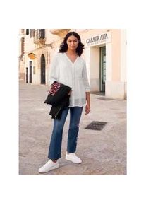 Crepebluse sheego BY JOE BROWNS, Damen, Gr. 42, wei&szlig;, 100% Viskose, Spitze:100% Baumwolle, unifarben, V-Ausschnitt, Blusen