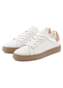 Sneaker ELBSAND "Schn&uuml;rschuh, Freizeitschuh, Lederschuh, Halbschuh, Turnschuh", Damen, Gr. 40, wei&szlig;, Obermaterial: 100% Rindsleder. Decksohle: 100% Textilmaterial. Futter: 100% Textilmaterial. Laufsohle: 100% Synthetik, unifarben mit Farbeinsatz, Schuhe Sneaker, Ledersneaker, Schn&uuml;rhalbschuh aus Leder