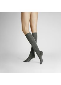 Kniestr&uuml;mpfe Hudson "ONLY 2-PACK", Damen, Gr. 35-38, grau, meliert, Obermaterial: 75% Baumwolle, 23% Polyamid, 2% Elasthan, normal, Socken Kniestr&uuml;mpfe, Komfortbund mit weitem Fu&szlig;ausschnitt
