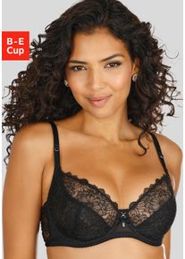 B&uuml;gel-BH Lascana, Damen, Gr. 90, Cup D, schwarz, Spitze, Obermaterial: 62% Polyamid, 28% Polyester, 10% Elasthan, BHs B&uuml;gel-BH, mit abnehmbaren Strassband, sexy Dessous, Reizw&auml;sche