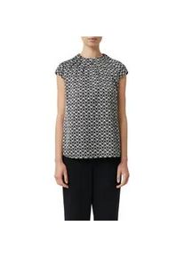 Satinbluse comma, Damen, Gr. 40, schwarz (schwarz, beige), Satin, Obermaterial: 95% Polyester, 5% Elasthan, bedruckt, regular fit taillenbedeckt, Rundhals, Blusen, mit All-Over Print