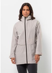 Langjacke Jack Wolfskin "MAINKAI LONG JKT W", Damen, Gr. S (36), grau (sea, shell), OBERSTOFF: 100% POLYESTER. Futter: 100% POLYESTER, Jacken Langjacke