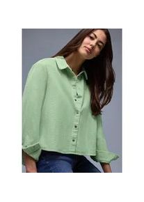 Langarmbluse Street One, Damen, Gr. 42, pale mint gr&uuml;n, Web, Obermaterial: 100% Baumwolle, unifarben, l&auml;ssig geschnitten h&uuml;ftlang, Rundhals, 1-Knopf-Manschette, Blusen, in Cord-Qualit&auml;t