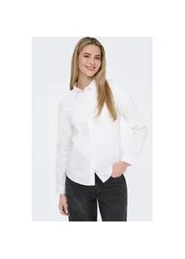 Langarmbluse Only "ONLDEA LS REGULAR SHIRT NOOS WVN", Damen, Gr. S, hellwei&szlig;, Web, Obermaterial: 65% Baumwolle, 33% Polyester, 2% Elasthan, unifarben, regular fit h&uuml;ftlang, Blusen