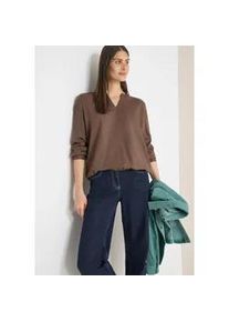 Langarmbluse Cecil, Damen, Gr. M (40), urban taupe, Web, Obermaterial: 100% Viskose, unifarben, l&auml;ssig geschnitten h&uuml;ftbedeckend, Rundhals, Blusen, mit Splitneck und aus reiner Viskose