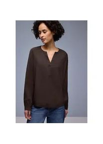 Langarmbluse Street One, Damen, Gr. 42, molten earth, Web, Obermaterial: 100% Viskose, unifarben, l&auml;ssig geschnitten h&uuml;ftbedeckend, V-Ausschnitt, 1-Knopf-Manschette, Blusen, mit Splitneck