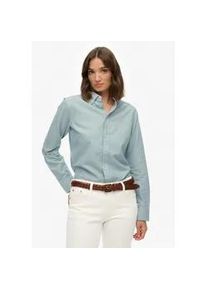 Hemdbluse Superdry "SLIM OXFORD BD L/S SHIRT", Damen, Gr. M, peppermint chalk stripe oxford, Web, Obermaterial: 100% Baumwolle, gestreift, slim fit normal, Manschette, Blusen Hemdbluse, Baumwolle, slim fit