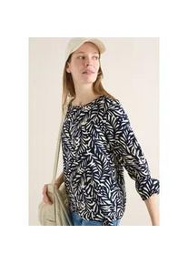 Langarmbluse Cecil, Damen, Gr. XL (44), universal blau, Web, Obermaterial: 100% Viskose, gemustert, l&auml;ssig geschnitten h&uuml;ftbedeckend, Rundhals, elastischer Bund, Blusen, mit Allover-Muster und aus reiner Viskose