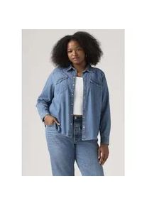 Levi's Jeansbluse LEVI'S PLUS "PL ULTIMATE WESTERN T3", Damen, Gr. XXL (50/52), mighty fine, Web, Obermaterial: 100% Baumwolle, unifarben, regular fit normal, ohne Ausschnitt, Manschette, Blusen Jeansbluse, mit Taschen
