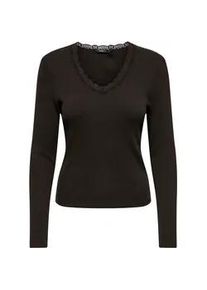 V-Shirt Only "ONLSARA SHARAI L/S V-NECK TOP JRS", Damen, Gr. L, chocolate torte, Jersey, Obermaterial: 94% Baumwolle, 6% Elasthan, unifarben, slim fit normal, V-Ausschnitt, Shirts, Baumwollmischung, slim fit