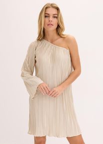 bonprix Minikleid mit Plissee, beige, Gr.42, Stylisches Minikleid mit One-Shoulder