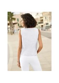 Blusentop Casual Looks, Damen, Gr. 40, wei&szlig;, 100% Baumwolle, gemustert, mehrfarbig, meliert, Rundhals, Blusen Blusentop