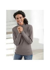 Rollkragenpullover Casual Looks "Pullover", Damen, Gr. 54, grau (taupe, meliert), 50% Baumwolle, 50% Polyacryl, meliert, unifarben, figurumspielend, Pullover Rollkragenpullover