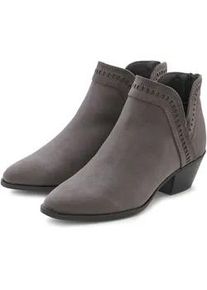 Cowboy Stiefelette Lascana, Damen, Gr. 40, grau, Obermaterial: 100% Textilmaterial. Decksohle: 100% Lederimitat. Futter: 100% Textilmaterial. Laufsohle: 100% Synthetik, unifarben, Schuhe Stiefelette Ankleboots, Cowboy Boots, Western Stiefelette, Ankleboots mit Ausschnitt VEGAN