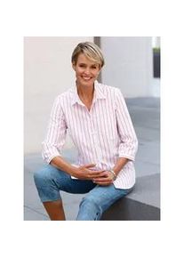 Hemdbluse Classic Basics, Damen, Gr. 38, rot (rot, gestreift), 75% Polyester, 25% Baumwolle, gemustert, gestreift, mehrfarbig, Blusen Hemdbluse