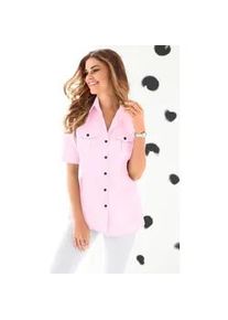 Kurzarmbluse Classic Basics, Damen, Gr. 44, rosa (ros&eacute;), 65% Polyester, 35% Baumwolle, unifarben, Blusen