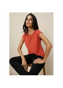 Shirtbluse Tamaris, Damen, Gr. 38, rot (rostrot), Web, Obermaterial: 100% Viskose, unifarben, figurumspielend h&uuml;ftbedeckend, Rundhals, Blusen, mit abgerundetem Saum