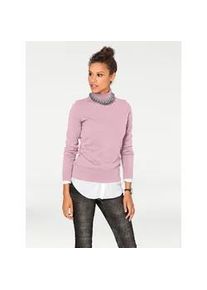 Rollkragenpullover Heine "Rollkragen-Pullover", Damen, Gr. 50, rosa (ros&eacute;), 100% Baumwolle, unifarben, Pullover Rollkragenpullover