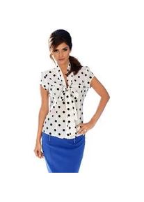 Schluppenbluse Heine, Damen, Gr. 34, wei&szlig; (wei&szlig;, marine), 100% Viskose, gemustert, gepunktet, Rundhals, Blusen Schluppenbluse